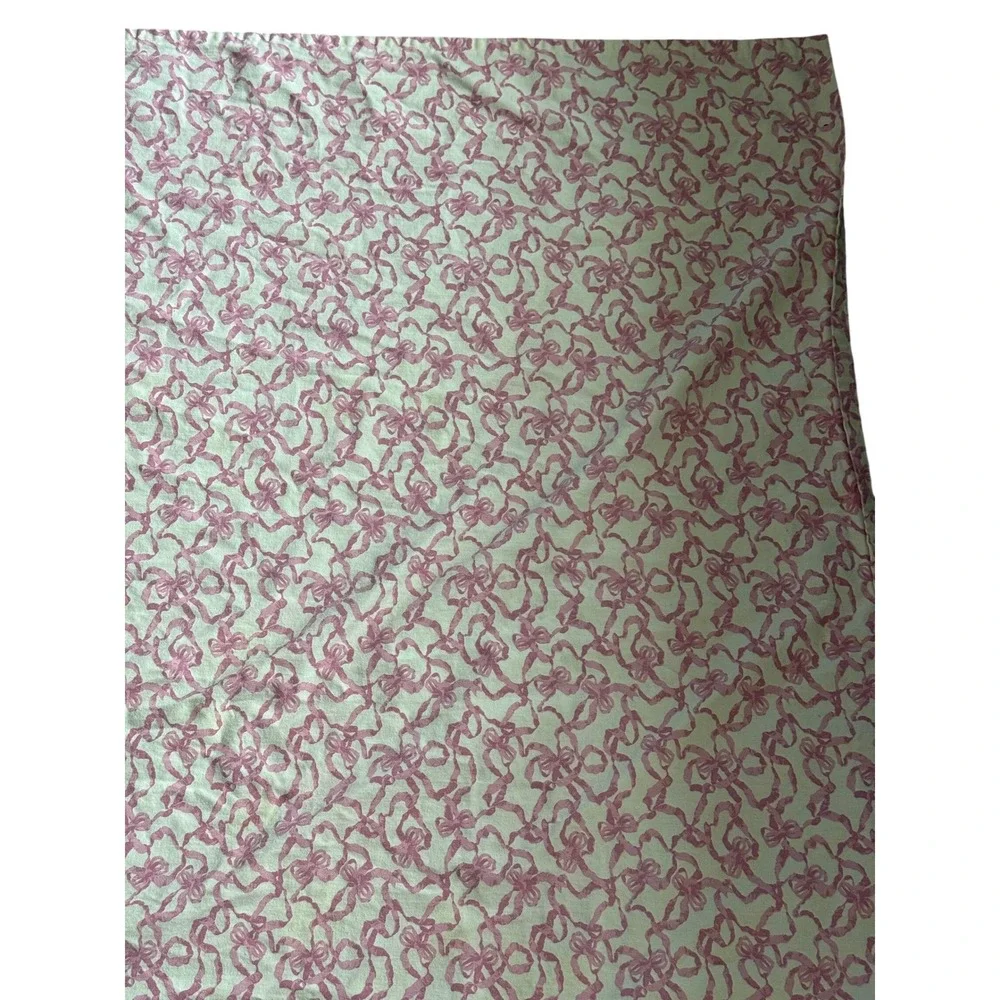 Pink Bow Print Square Tablecloth 51x48 Coquette Cottagecore Aesthetic Tea Party